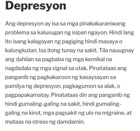 sanaysay tungkol sa depresyon|Sintomas Ng Depresyon Sa Teenager, Anu.